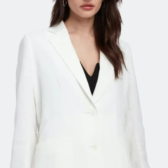 The Author White Linen Blend Le Single Relaxed Fit Blazer Jacket Sz S NWT - Picture 2 of 16